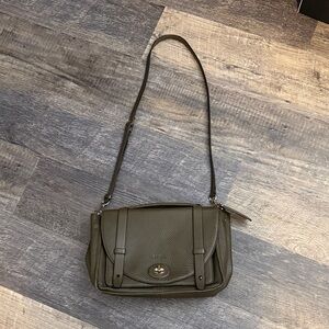 Olive Green Leather Crossbody Shoulder Bag